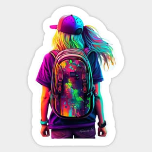 Girl with a backpack design #9 Sticker